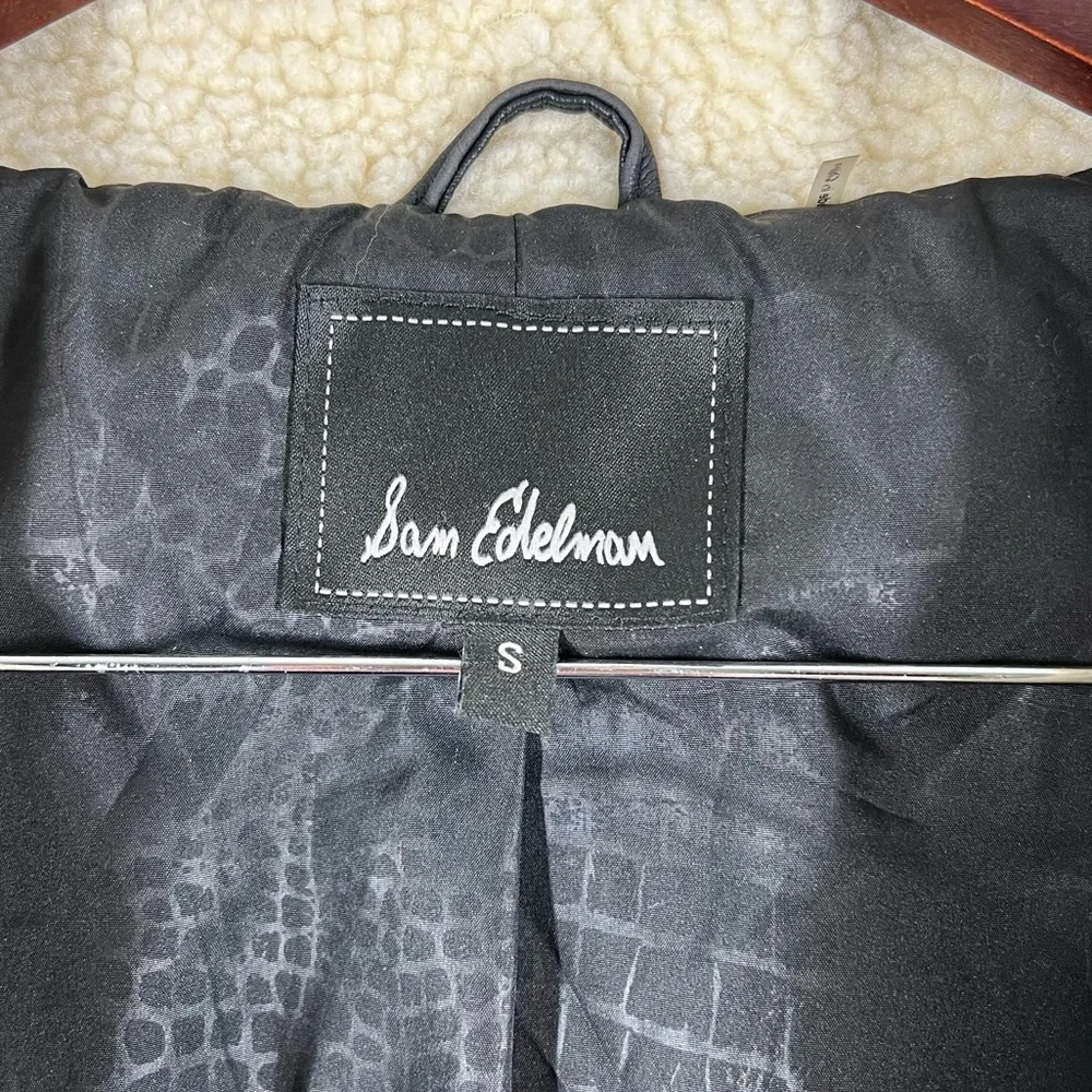 Sam Edelman Women's Caitlyn Aviator Sherpa Jacket Black Size S. - Picture 8 of 9